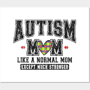 Autism Mom Strong Retro Autism Awareness Gift for Birthday, Mother's Day, Thanksgiving, Christmas Posters and Art